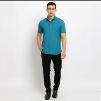 Gambar Carlos Moreno Kemeja Polos Pria Slimfit Lengan Pendek - Tosca - S dari Bookerpedia undefined 4 Tokopedia