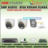 Gambar PAKET CCTV HIKVISION 4CH 3 CAMERA 5MP AUDIO COLORVU NON HDD-4TB RESMI - HDD 500GB AUDIO dari kesya elektronic undefined 1 Tokopedia
