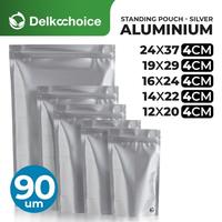 Gambar STANDING POUCH FULL ALU SILVER VARIAN EKONOMIS - PLASTIK KLIP /PACK - 12CM x 20CM, SILVER EKONOMIS dari Buana Packing undefined 1 Tokopedia