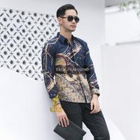 Gambar Batik Prabuseno Kemeja Pria Katun Lengan Panjang Slimfit Danar Navy - S dari Butik Batik Prabuseno undefined 3 Tokopedia