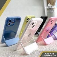 Gambar Stand Holder Case iPhone 12 13 PRO MAX Softcase Bening Silicone Lens - iPhone 12 PRO, White dari Axcase undefined 2 Tokopedia