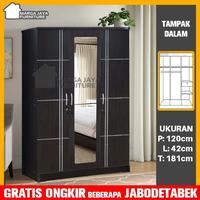 Gambar Lemari Pakaian 3 Pintu Cermin Laci Minimalis Putih dari Trio Jaya 2 Furniture undefined 4 Tokopedia