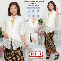 Gambar Atasan Kebaya Bordir Modern Nova Aneka Warna Mewah Elegan - Putih 3/4, M dari FengWing Store undefined 5 Tokopedia