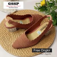 Gambar High heels rajut import hak kaca 5 cm calista let motif acak - salem, 37 dari valealeindonesia undefined 3 Tokopedia