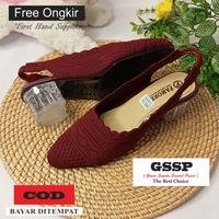 Gambar High heels rajut import hak kaca 5 cm calista let motif acak - salem, 37 dari valealeindonesia undefined 2 Tokopedia