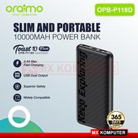 Gambar Oraimo Toast 10 Powerbank 10000 mAH Dual USB Fast Charging OPB-P118D - Hitam dari MXKomputer_NEW undefined 1 Tokopedia