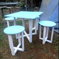 Gambar Meja Cafe Kotak Jumbo SET Minimalis Scandinavian Japandi - Biru dari saMju_NEW undefined 4 Tokopedia