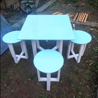 Gambar Meja Cafe Kotak Jumbo SET Minimalis Scandinavian Japandi - Biru dari saMju_NEW undefined 5 Tokopedia