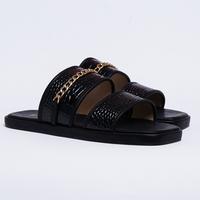 Gambar Sandal Slop Ibu ibu Sosialita Kulit Croco Black BIG SIZE 41-45 Ori ZV2 - Hitam, 41 dari ARVIAN Footwear & Fashion undefined 3 Tokopedia