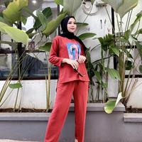 Gambar one set crinkle airflow wanita sablon Kekinian Al hafiz st - Lilac, All Size dari Al Hafiz st undefined 5 Tokopedia