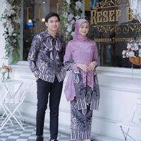 Gambar Kebaya Couple / Batik Couple / Kebaya modern / Kebaya couple modern 25 - lilac, cwo XL cwe L dari Batik arttajaya undefined 4 Tokopedia