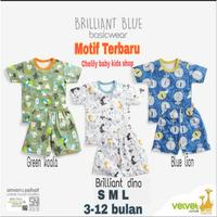 Gambar Velvet Junior S M L Setelan Pendek Baju Pendek Bayi Brilliant 3-12m - blue lion, S dari Chelily Baby Kid Shop undefined 1 Tokopedia