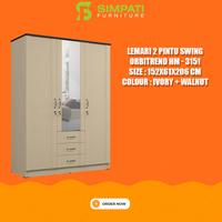 Gambar Lemari Pakaian 3 Pintu Swing Orbitrend HM 3151 Ivory - Walnut dari Simpati Furniture undefined 1 Tokopedia