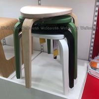Gambar Kursi baso kayu stool WM IK20040 KYR bangku warkop kayu birch - Putih dari WarnaMendut undefined 5 Tokopedia