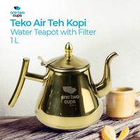 Gambar One Two Cups Teko Air Panas Teh Teapot Stainless Steel 1L with Filter - HS4012 - gold dari BudgetGadget undefined 3 Tokopedia