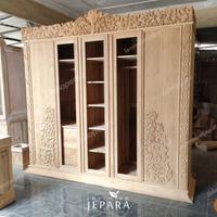 Gambar Lemari Ukiran Jawa Singosari Bahan Kayu Jati dari Interior Jepara undefined 2 Tokopedia