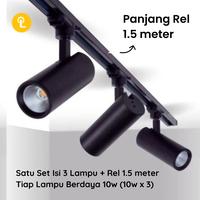 Gambar Paket Lampu Sorot 10w 1 set isi 3 + Rel 1.5M Track Light Rel Spotlight dari Liten Home Center undefined 1 Tokopedia