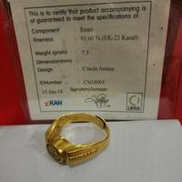 Gambar Cincin Pria Antam Berat 7.5 Gram Kadar 91.6% Size 18 dari Toko Mulia Abadi Jaya undefined 2 Tokopedia