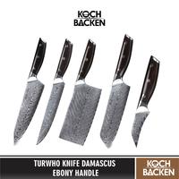 Gambar TURWHO Knife Damascus Ebony Handle - Pisau Dapur Serbaguna - Slicing Knife dari Koch&Backen undefined 1 Tokopedia