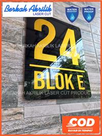 Gambar CUSTOM NOMOR RUMAH ACRYLIC 25X20 WATER PROOF - HITAM TEX PUTIH, PEREKAT dari Berkah Akrilik laser cut undefined 3 Tokopedia