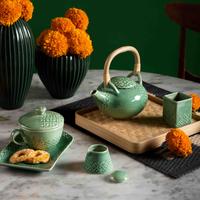 Gambar Teapot / Teko Teh /Kopi Jenggala Batik Kawung 500ml Toska dari Jenggala Keramik Bali undefined 5 Tokopedia