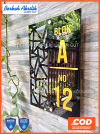 Gambar Custom Nomor Rumah Akrilik Laser Bolong aesthetic modern minimalis - HITAM TEX PUTIH dari Berkah Akrilik laser cut undefined 5 Tokopedia
