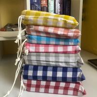 Gambar Pouch serut / drawstring pouch motif kotak ala korea /pouch aesthetic - pink, 8x10cm dari G.BAJUMURAH undefined 5 Tokopedia