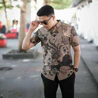 Gambar BATIK MURAH KEMEJA PRIA BATIK SONGKET PEKALONGAN - MAHKOTA ABU, XL dari Batik Quraish undefined 2 Tokopedia