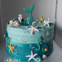 Gambar KUE ULAMG TAHUN MERMAID /CAKE BIRTHDAY MERMAID / KUE TART PUTRI DUYUNG - brownies, diameter 18 dari Coklin.Choco undefined 2 Tokopedia