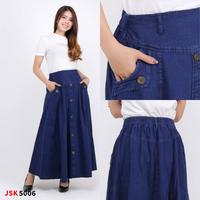 Gambar Rok Panjang Jeans Wanita Muslimah Kerja Kantor  Karet  Hitam - Hitam / 5003, All Size dari Idola Jeans_NEW undefined 4 Tokopedia