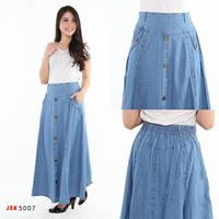 Gambar Rok Panjang Jeans Wanita Muslimah Kerja Kantor  Karet  Hitam - Hitam / 5003, All Size dari Idola Jeans_NEW undefined 5 Tokopedia