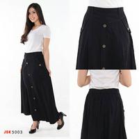 Gambar Rok Panjang Jeans Wanita Muslimah Kerja Kantor  Karet  Hitam - Hitam / 5003, All Size dari Idola Jeans_NEW undefined 3 Tokopedia