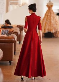 Gambar Gaun Pesta D22032 Cheongsam Merah Lengan Siku Sangjit Dress Gown - L dari ChristianTungOfficial undefined 2 Tokopedia