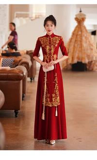 Gambar Gaun Pesta D22032 Cheongsam Merah Lengan Siku Sangjit Dress Gown - L dari ChristianTungOfficial undefined 1 Tokopedia