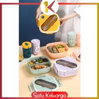 Gambar SK-C757 Lunch Box Set Alat Makan 3 Sekat Anti Tumpah / Kotak Bekal - C757, COKLAT dari Satukeluarga undefined 3 Tokopedia