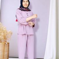 Gambar Set bottega crinkle airflow baju setelan wanita muslim terbaru jumbo - hijau army, XL dari ahta anta undefined 4 Tokopedia