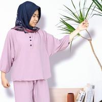 Gambar Set bottega crinkle airflow baju setelan wanita muslim terbaru jumbo - hijau army, XL dari ahta anta undefined 3 Tokopedia