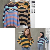 Gambar gisel knit stripe blouse/gisel top salur/blouse tangan panjang cewe dari Tokodewshop undefined 2 Tokopedia