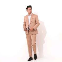 Gambar setelan jas blazer pria 3in1 jas rompi celana coklat - Coklat Muda, S dari Ndrshop.id undefined 2 Tokopedia
