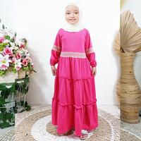 Gambar gamis anak perempuan dress anak perempuan 3 susun usia 2-13 tahun - Pink, M: 4-5 Tahun dari Redsgo undefined 2 Tokopedia