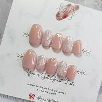 Gambar Fake nails Pink White custom press on Kuku Palsu Premium 10 pcs/set dari Nailart Malang undefined 1 Tokopedia