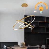Gambar Lampu Gantung Ruang Tamu 3 Ring LED Gold Black Rose Gold 5180768 100CM - Black dari SuperHomeLighting undefined 3 Tokopedia