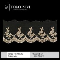 Gambar Vivi Renda Tile / Tulle #XH535 (5 cm) Coklat Milo dari Vivi Aksesoris Fashion Garmen undefined 1 Tokopedia