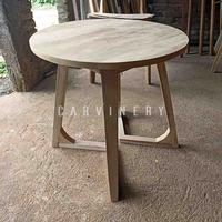 Gambar Meja Makan Bundar Minimalis Kayu Jati, Meja Bulat Cafe Kaki V Murah - Diameter 70 dari Carvinery undefined 2 Tokopedia