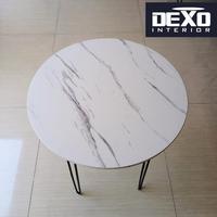 Gambar Meja Bulat Minimalis Diameter 60 cm Meja Cafe Bundar Kaki Besi - Marmer Hitam, T:70cm / 4 Kaki dari dexointerior undefined 5 Tokopedia