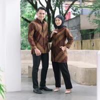 Gambar Batik pasangan couple sarimbit pria & wanita motif parang coklat maron - cklat maron cwe, XXL dari Frisca olshopp undefined 3 Tokopedia