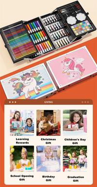 Gambar Crayon Set 145 Pcs Set Lukis/ Alat Gambar / Water Colour / Kid Draw - KUDA PONY BIRU dari belisiniya undefined 5 Tokopedia