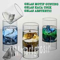 Gambar Gelas Kaca Aesthetic / Gelas Motif Gunung / Gelas Minum Unik Mountain - Kuning dari mmmartgrosir undefined 1 Tokopedia