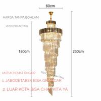 Gambar lampu gantung kristal 60cm tangga void gold ruang tamu tinggi hotel dari DEKORASI LIGHTING undefined 4 Tokopedia