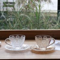 Gambar Gelas Cangkir Teh Kopi Emboss Sunflower Romantico Dengan Tatakan - Amber dari Jen Kopi undefined 5 Tokopedia